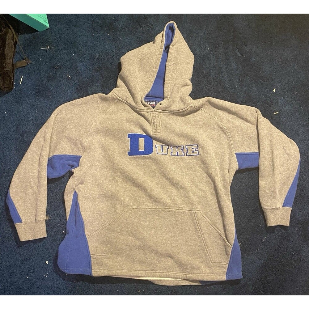 Vintage Team Edition DUKE Hoodie Sweatshirt Men's L Large Gray Stiched